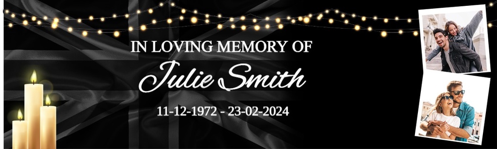 Personalised Memorial Banner - Funeral Candles - Custom Name & Date & 2 Photo Upload