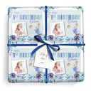 Personalised Party Wrapping Paper - 1st Birthday Blue Rabbit - Upload Photo & Name