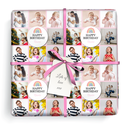 Personalised Birthday Wrapping Paper - Pink Rainbow - 8 Photos & Name