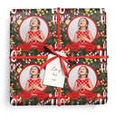 Personalised Christmas Wrapping Paper - Red & Green - 1 Photo & Name