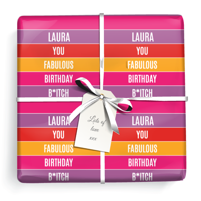 Personalised Birthday Wrapping Paper -  Fabulous Birthday B*itch - Add Name