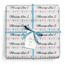 Personalised Christening Wrapping Paper -  Pink Blue Bunting - Add Your Text