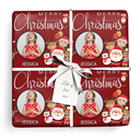 Personalised Christmas Wrapping Paper - Red Santa & Friends - Add Name & 1 Photo
