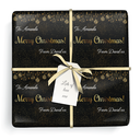 Personalised Christmas Wrapping Paper - Black & Gold - Add Name