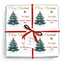 Personalised Christmas Wrapping Paper - Xmas Tree - Add Name