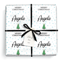 Personalised Christmas Wrapping Paper - Blue Stars - Add Name