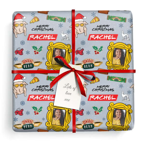 Personalised Christmas Wrapping Paper - Xmas Friends - Add Name & 1 Photo