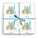 Personalised 1st Christmas Wrapping Paper - Blue Rabbit - Add Name