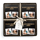 Personalised Birthday Wrapping Paper - Black & Gold Art Deco -  Add Text & 2 Photos