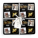 Personalised 50th Birthday Wrapping Paper - Black & Gold - Upload 2 Photos & Name