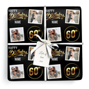 Personalised 60th Birthday Wrapping Paper - Black & Gold - Upload 2 Photos & Name