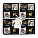 Personalised 70th Birthday Wrapping Paper - Black & Gold - Upload 2 Photos & Name