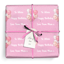 Personalised Birthday Wrapping Paper - Pink Balloons - Add Text