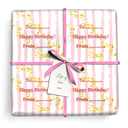 Personalised Birthday Wrapping Paper - Pink Stripe - Add Text