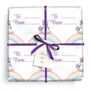 Personalised Birthday Wrapping Paper - Unicorn on Rainbow - Add Text
