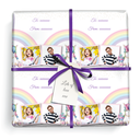 Personalised Birthday Wrapping Paper - Unicorn on Rainbow - Add Text & 2 Photos