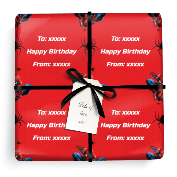 Personalised Birthday Wrapping Paper - Spider Man - Add Text