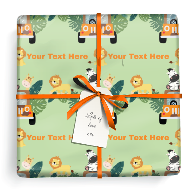 Personalised Birthday Wrapping Paper -  Safari Animal - Add Text