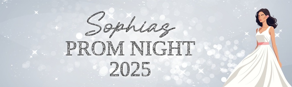 Personalised Prom Banner - Silver & White - Custom Text
