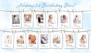 Personalised 1st Birthday Photo Banner - Blue - Custom Text