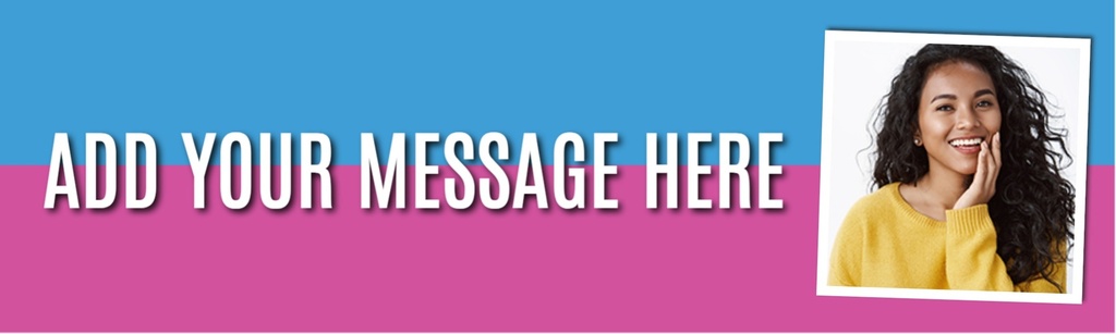 Personalised Banner - Blue & Pink Marathon Runner - Custom Text & 1 Photo