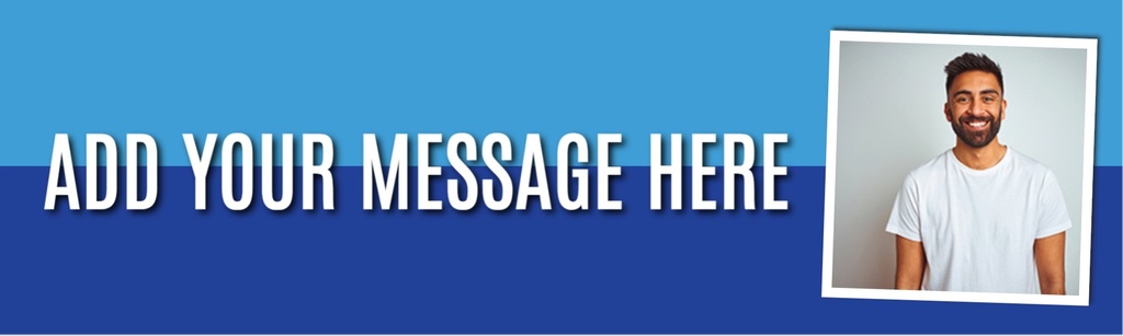 Personalised Banner - Blue Marathon Runner - Custom Text & 1 Photo