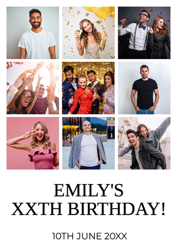Personalised Birthday Welcome Sign with 9 Photos - Photo Collage Welcome Board