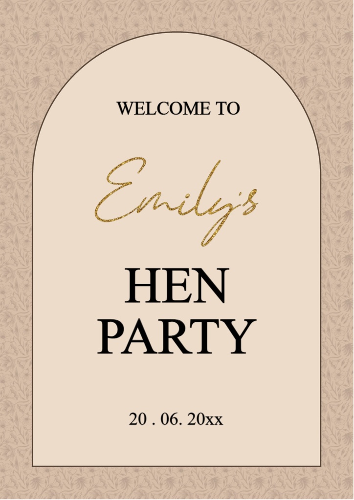 Personalised Hen Do Welcome Sign - Beige Floral Arch Design Welcome Board