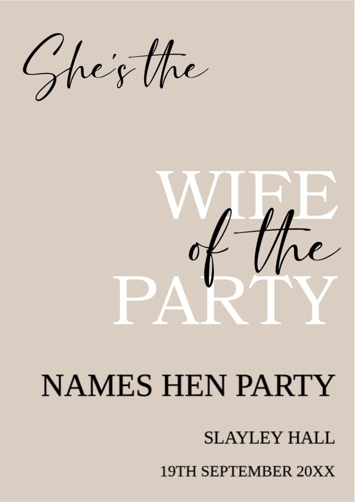 Personalised Hen Do Welcome Sign - Wife Of The Party Welcome Board